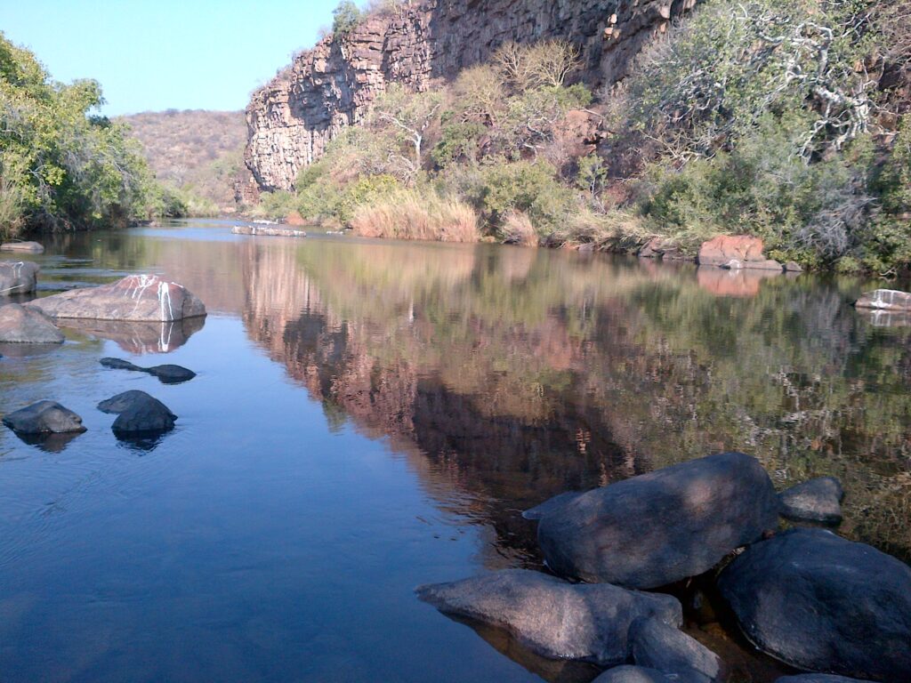 River and cliffs at Sable Hills Eco Estate in the Waterberg Biosphere Reserve